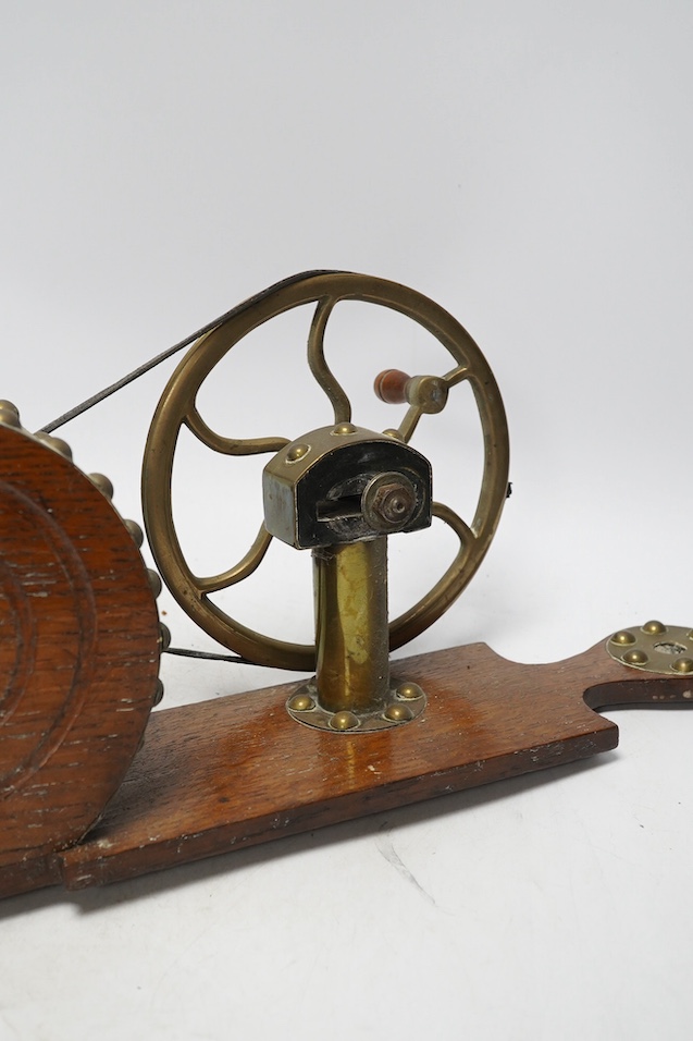 A group of copper to include a Victorian mechanical bellows, a cylindrical copper coal box and three other items, largest 49cm. Condition - poor